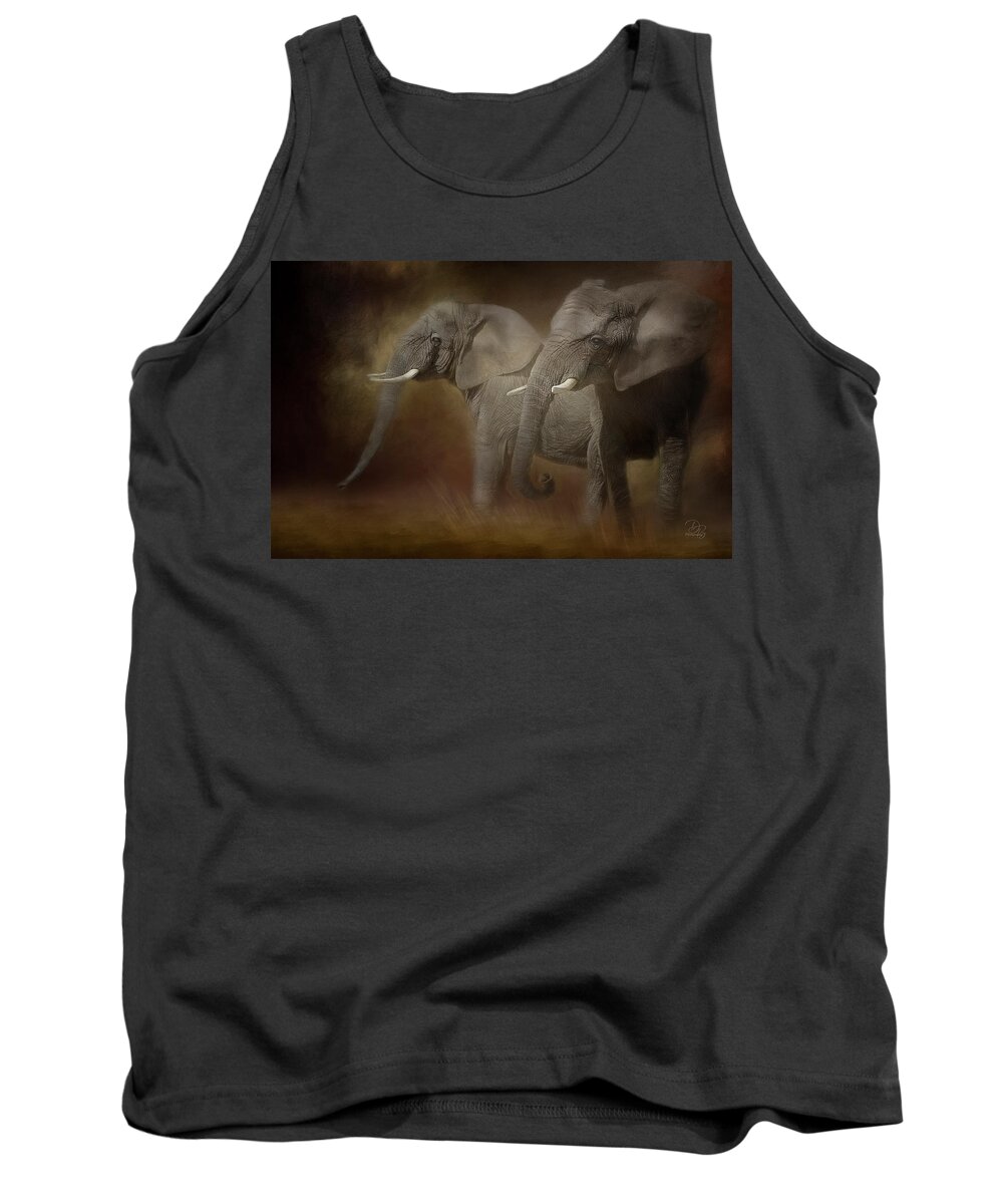 Elephant Tank Top featuring the photograph African Elephants by Debra Boucher