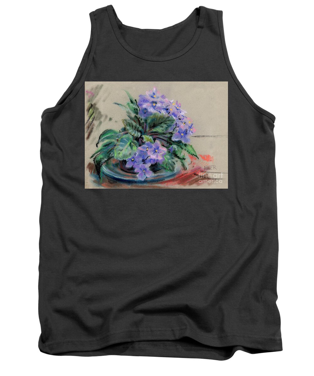 African Violets Tank Top featuring the drawing African Violet by Donald Maier