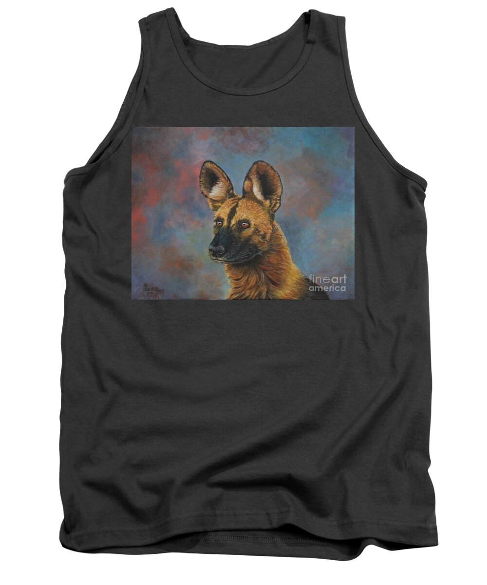 Dog Tank Top featuring the painting African Painted Wild Dog by Bob Williams