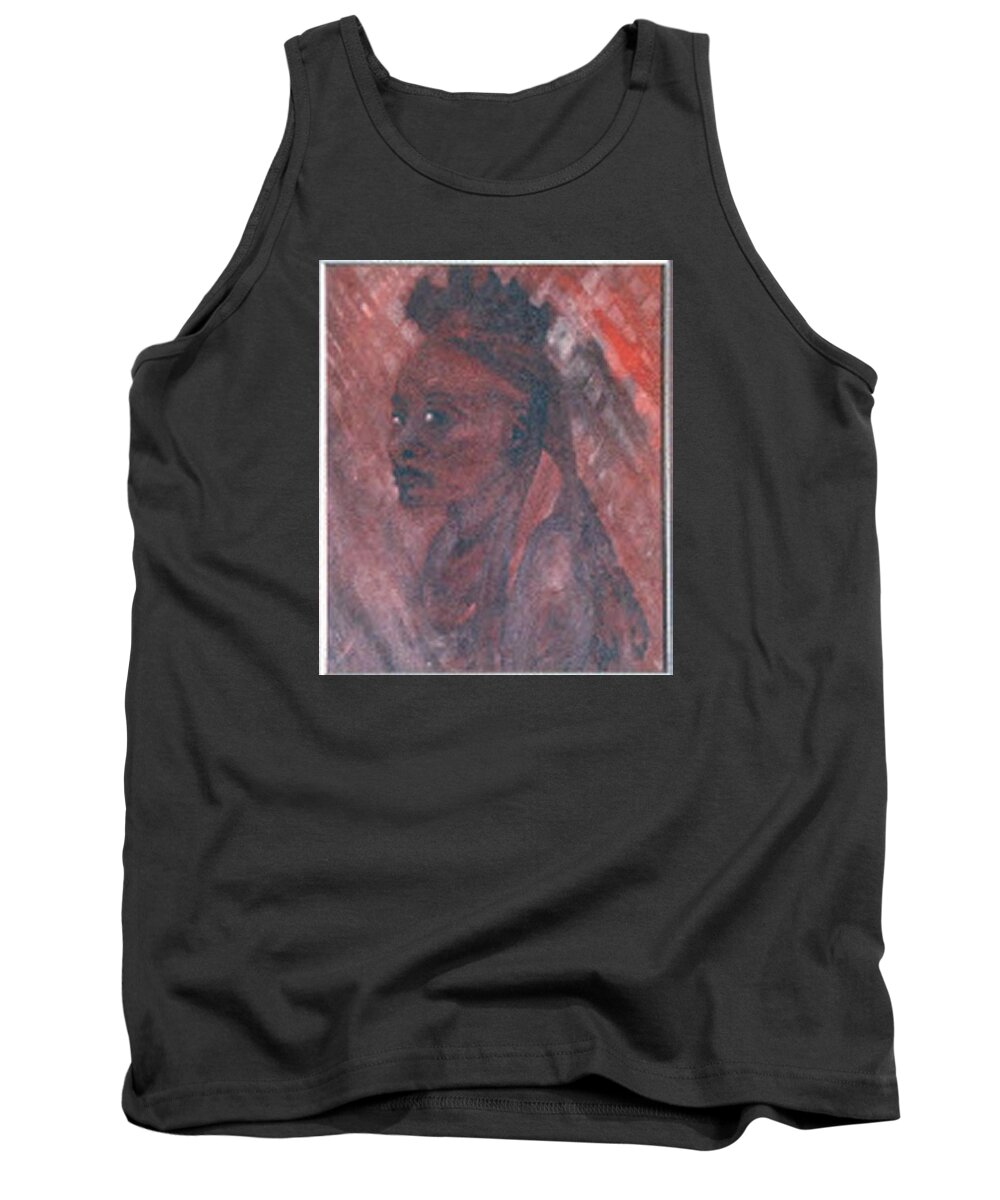 African Tank Top featuring the painting African Woman Portrait - Oil Painting by Julia Woodman