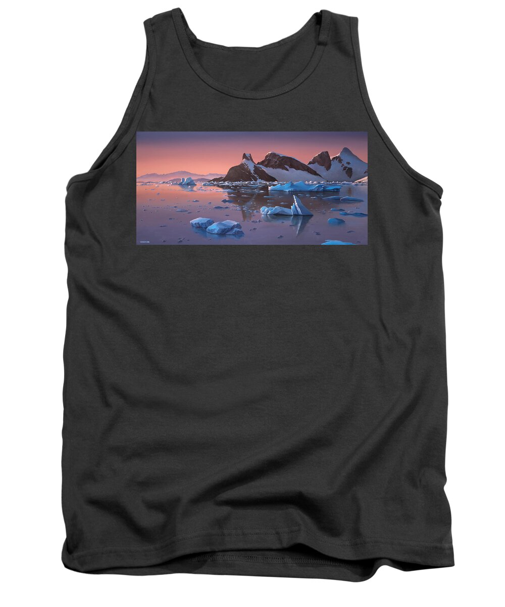 Antarctica Tank Top featuring the photograph Afterglow Lemarie Channel Antarctica by Cliff Wassmann