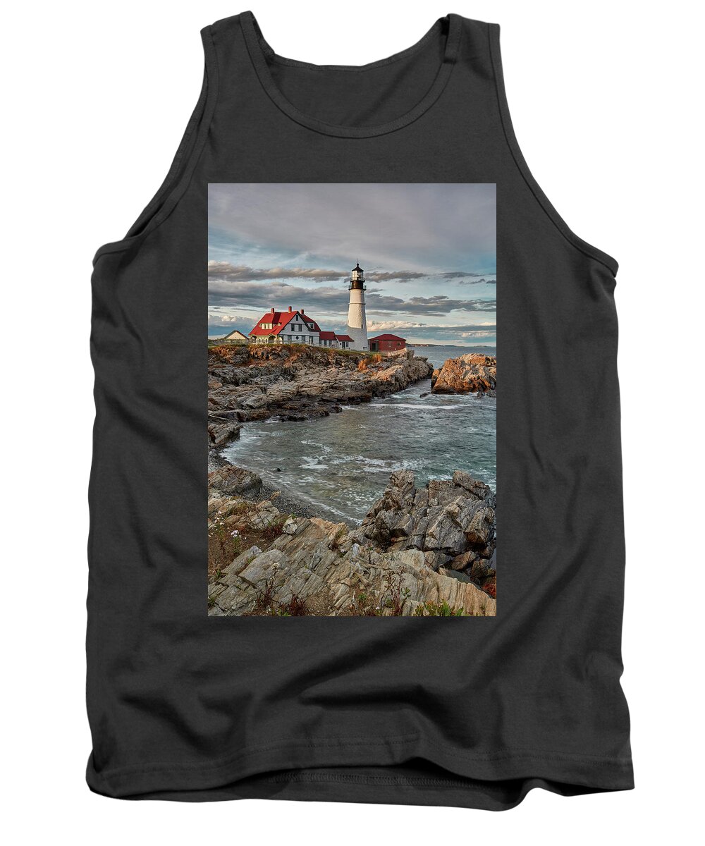 Jon Evan Glaser Tank Top featuring the photograph Afternoon Light at Cape Neddick by Jon Glaser