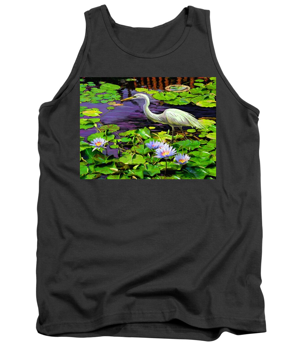 Water Birds Tank Top featuring the painting Afternoon Snack by David Van Hulst