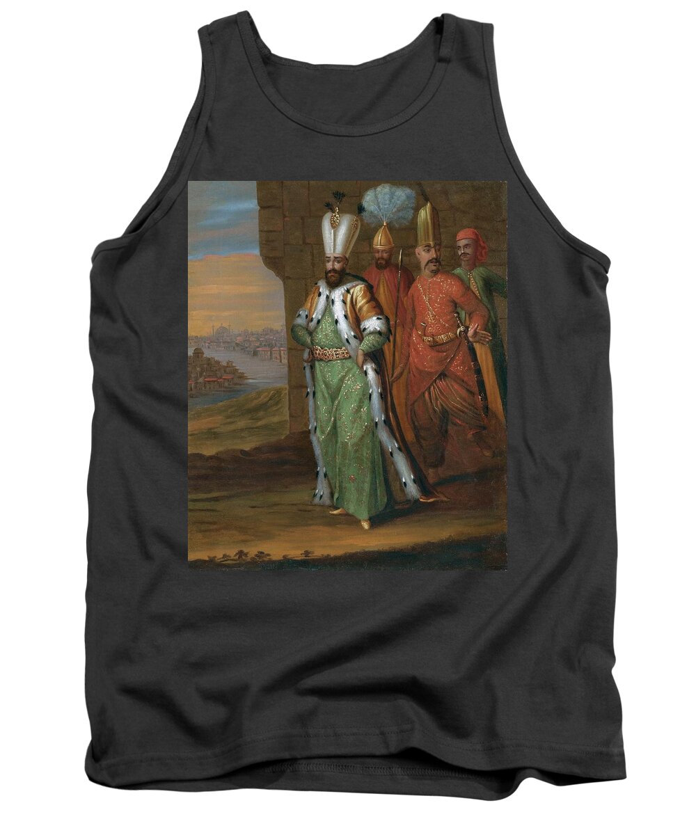 Follower Of Jean Baptiste Vanmour Ahmed Iii And His Retinue Tank Top featuring the painting Ahmed IIi And His Retinue by Eastern Accents
