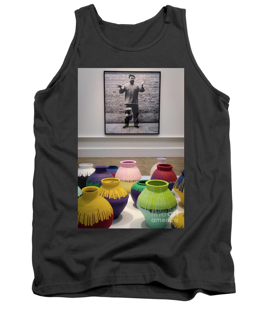 Ai Weiwei Tank Top featuring the photograph Ai Weiwei, Portrait and Vases by Perry Rodriguez