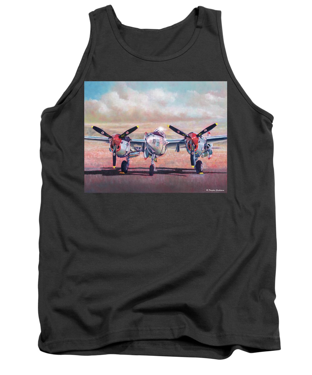 Aviation Art Tank Top featuring the painting Airshow Lightning by Douglas Castleman