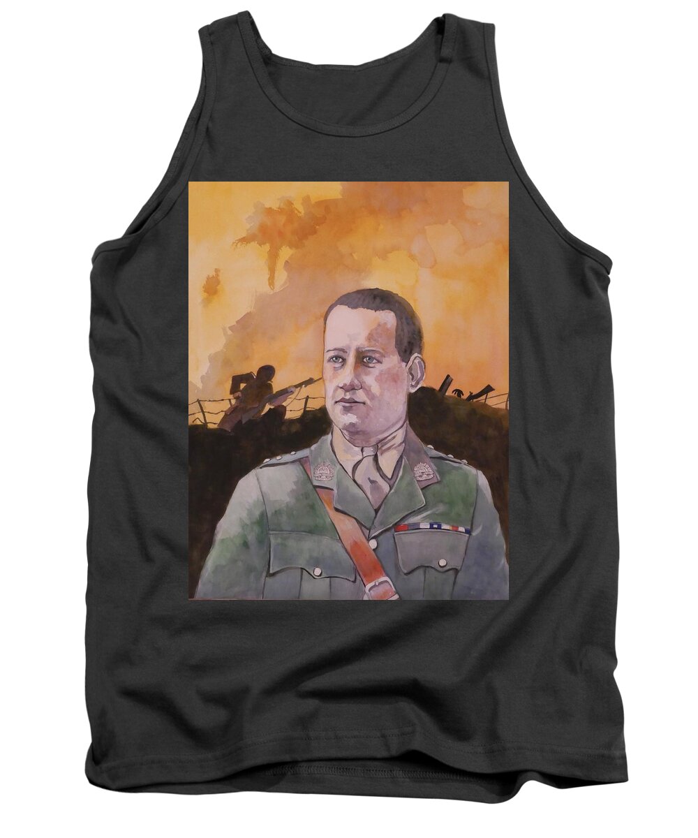 Wwi Tank Top featuring the painting Albert Jaka VC by Ray Agius