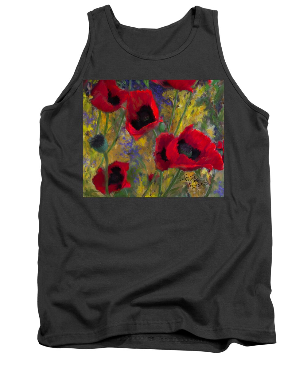 Flowers Tank Top featuring the painting Alicias Poppies by Colleen Taylor