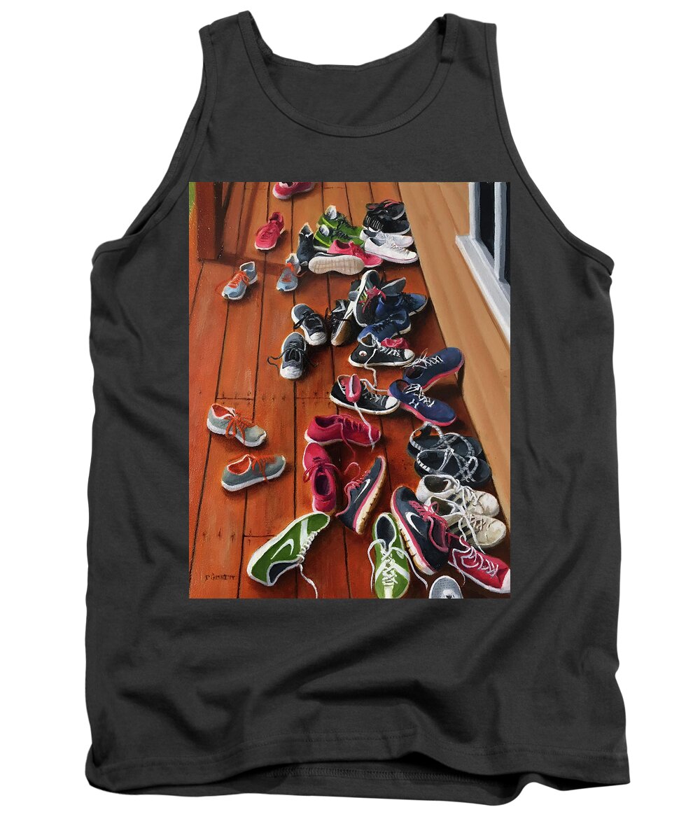 Shoes Tank Top featuring the painting All Shoes on Deck by Richard Ginnett