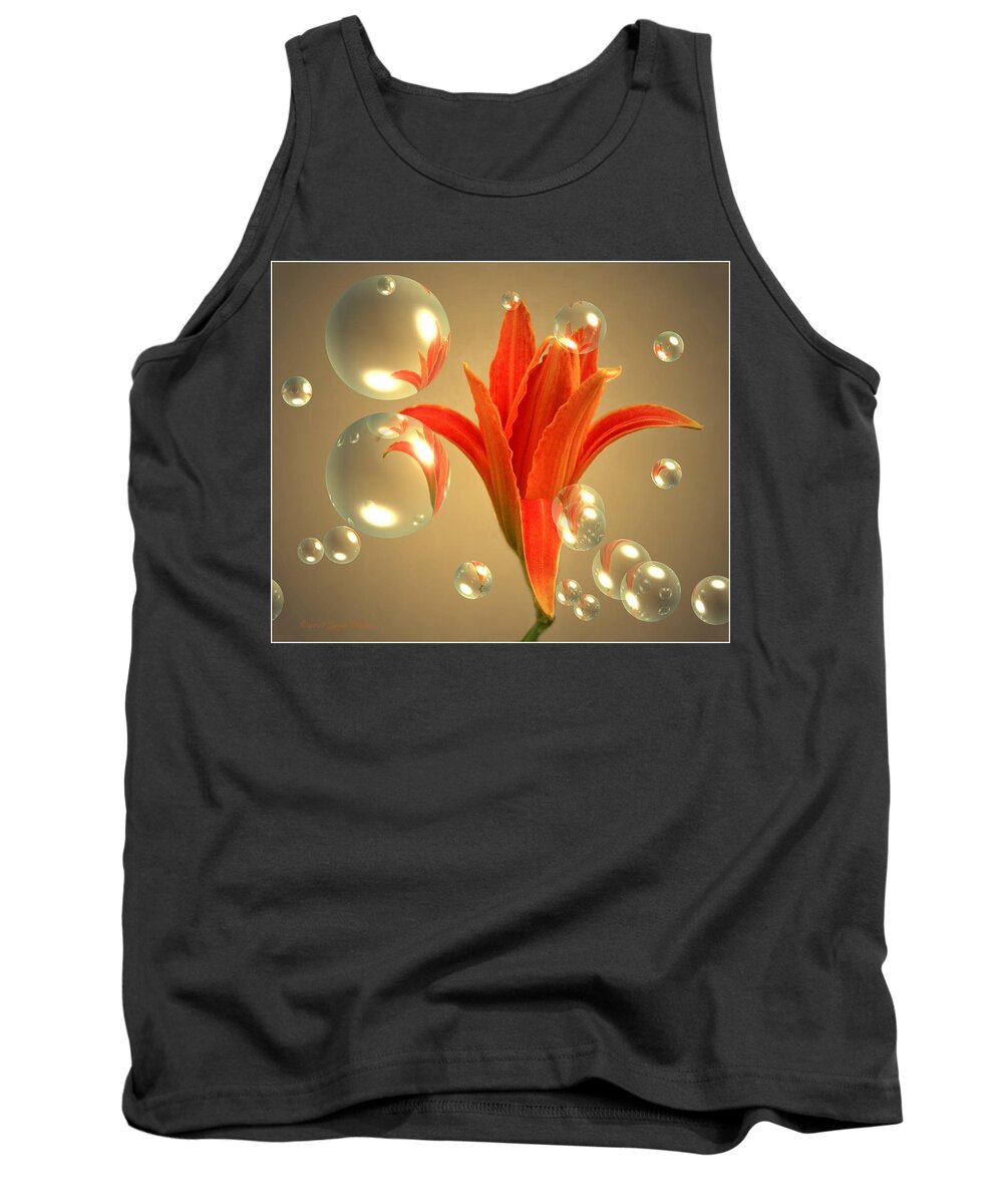 Lily Tank Top featuring the photograph Almost A Blossom In Bubbles by Joyce Dickens