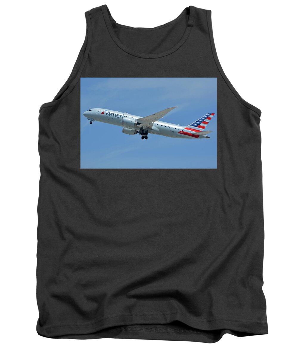 Airplane Tank Top featuring the photograph American Boeing 787-8 N808AN Los Angeles International Airport May 3 2016 by Brian Lockett