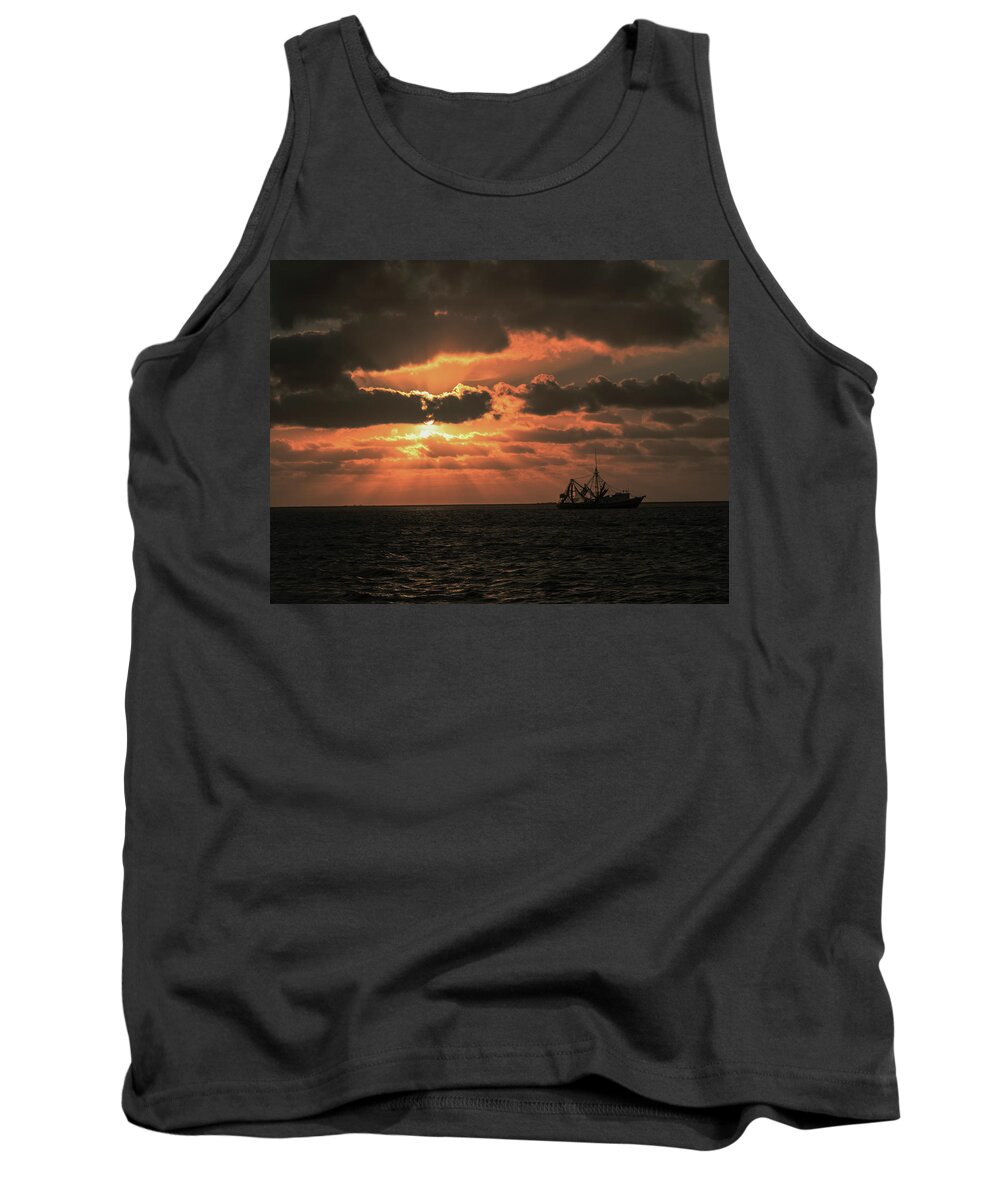 Sunrise Tank Top featuring the photograph Anchored by Jerry Connally
