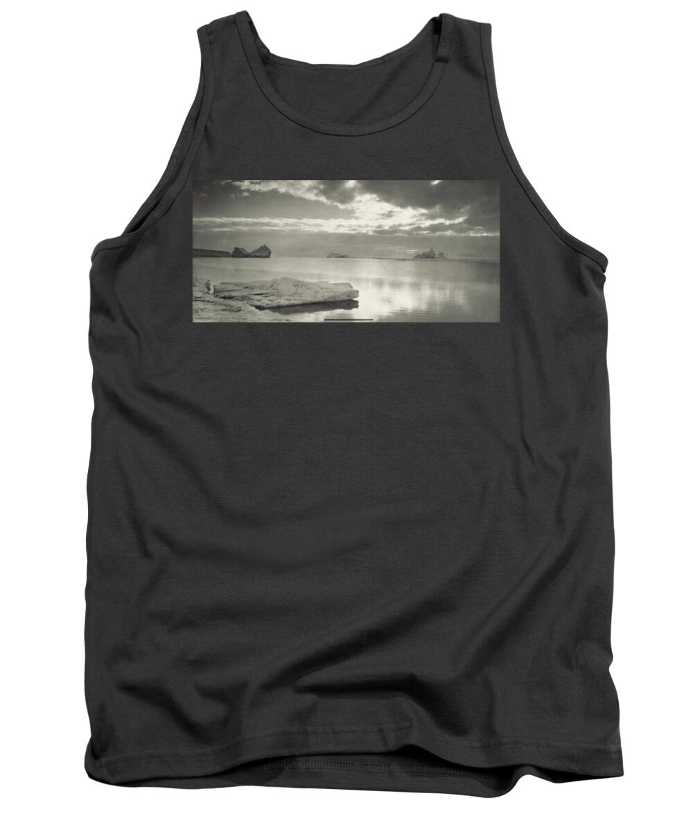 Ponting (herbert George) Midnight In The Antarctic Summer [1910] Tank Top featuring the painting Antarctic by MotionAge Designs