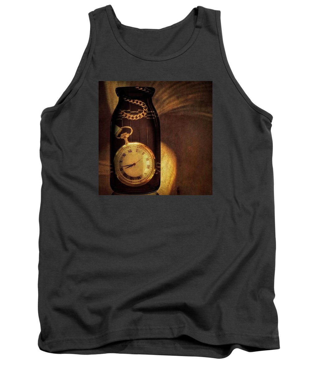 Watch Tank Top featuring the photograph Antique Pocket Watch In A Bottle by Susan Candelario