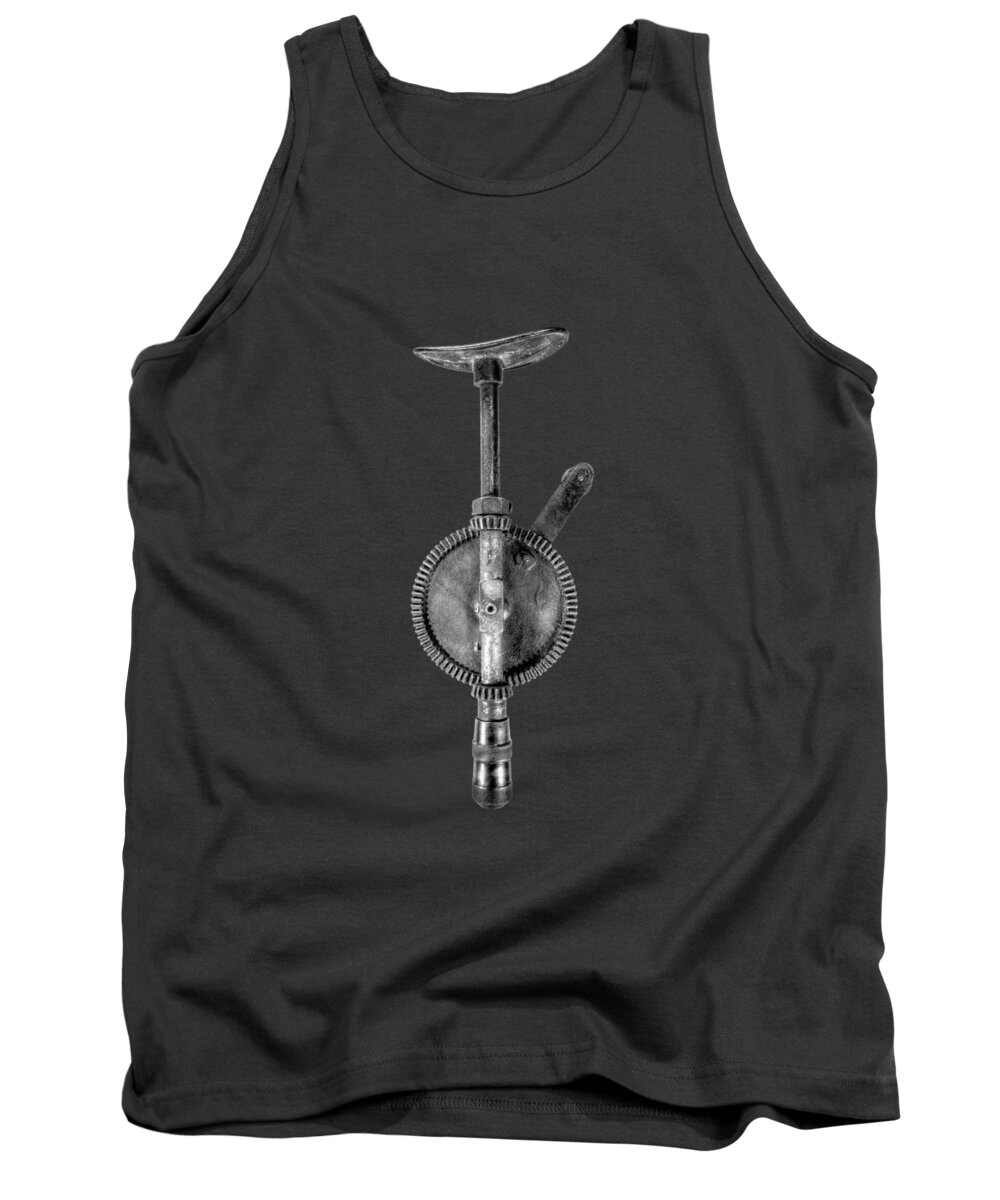 Antique Tank Top featuring the photograph Antique Shoulder Drill BK BW by YoPedro