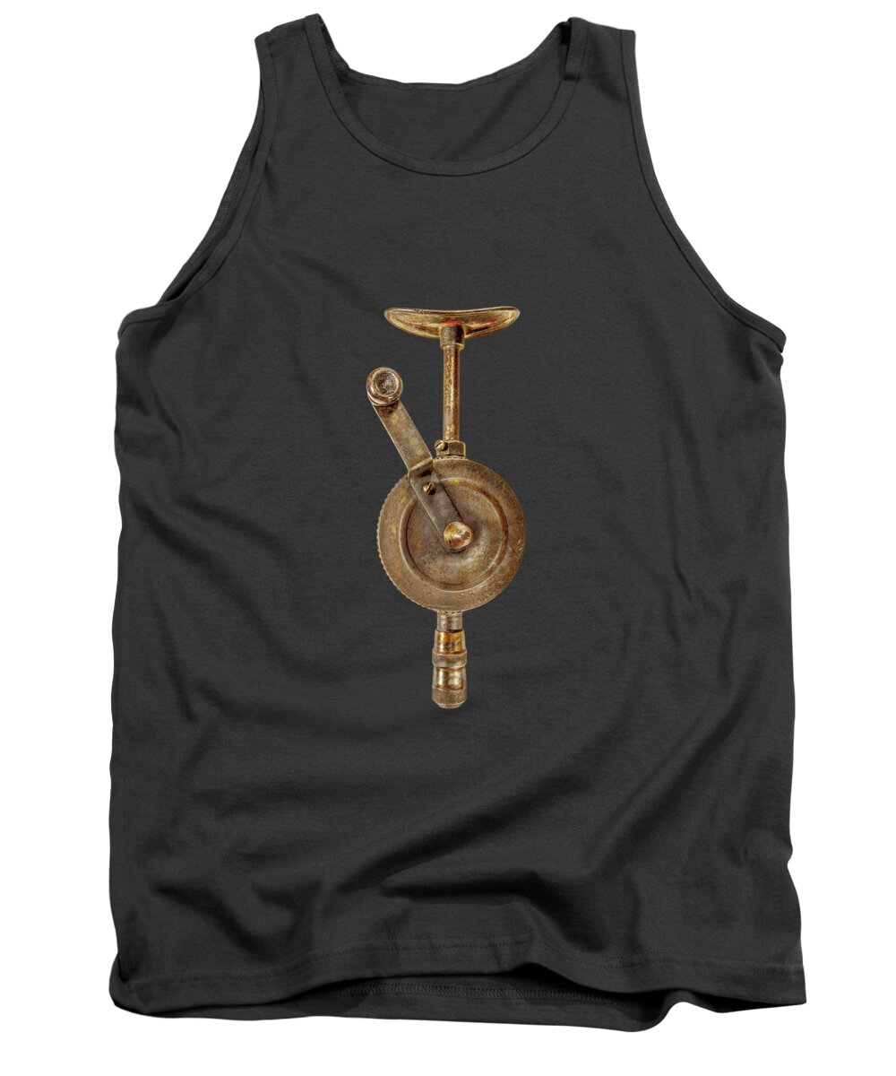 Antique Tank Top featuring the photograph Antique Shoulder Drill Front on Black by YoPedro