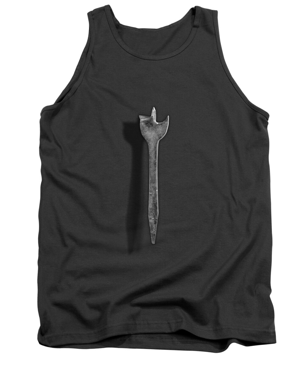 Art Tank Top featuring the photograph Antique Wood Boring Bit in Black and White by YoPedro