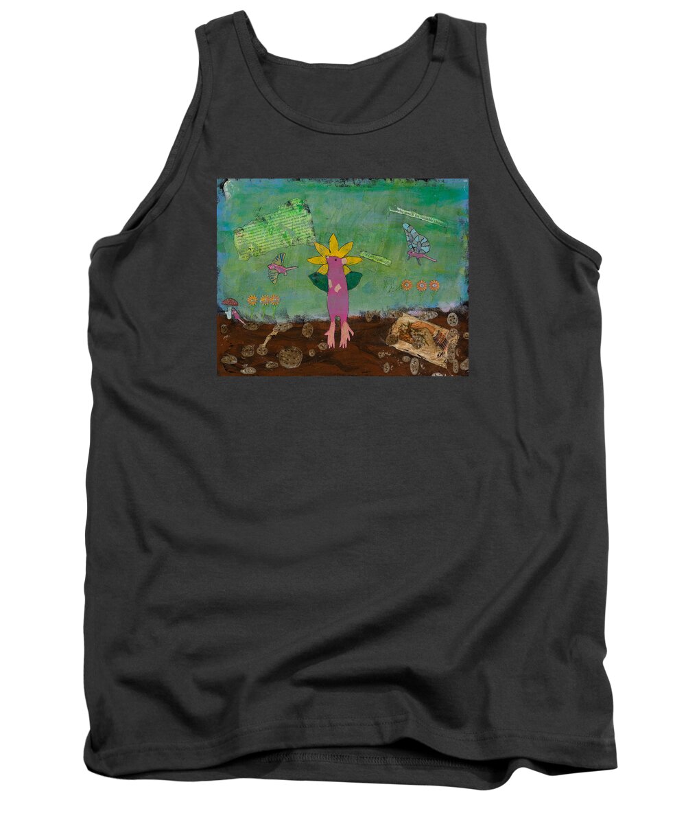 Rat Tank Top featuring the mixed media April Showers by Dawn Boswell Burke