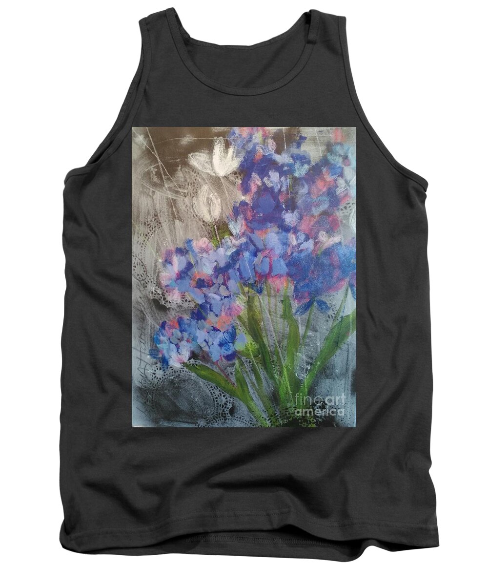 Wild Flowers Tank Top featuring the painting Arizona Blues by Sherry Harradence