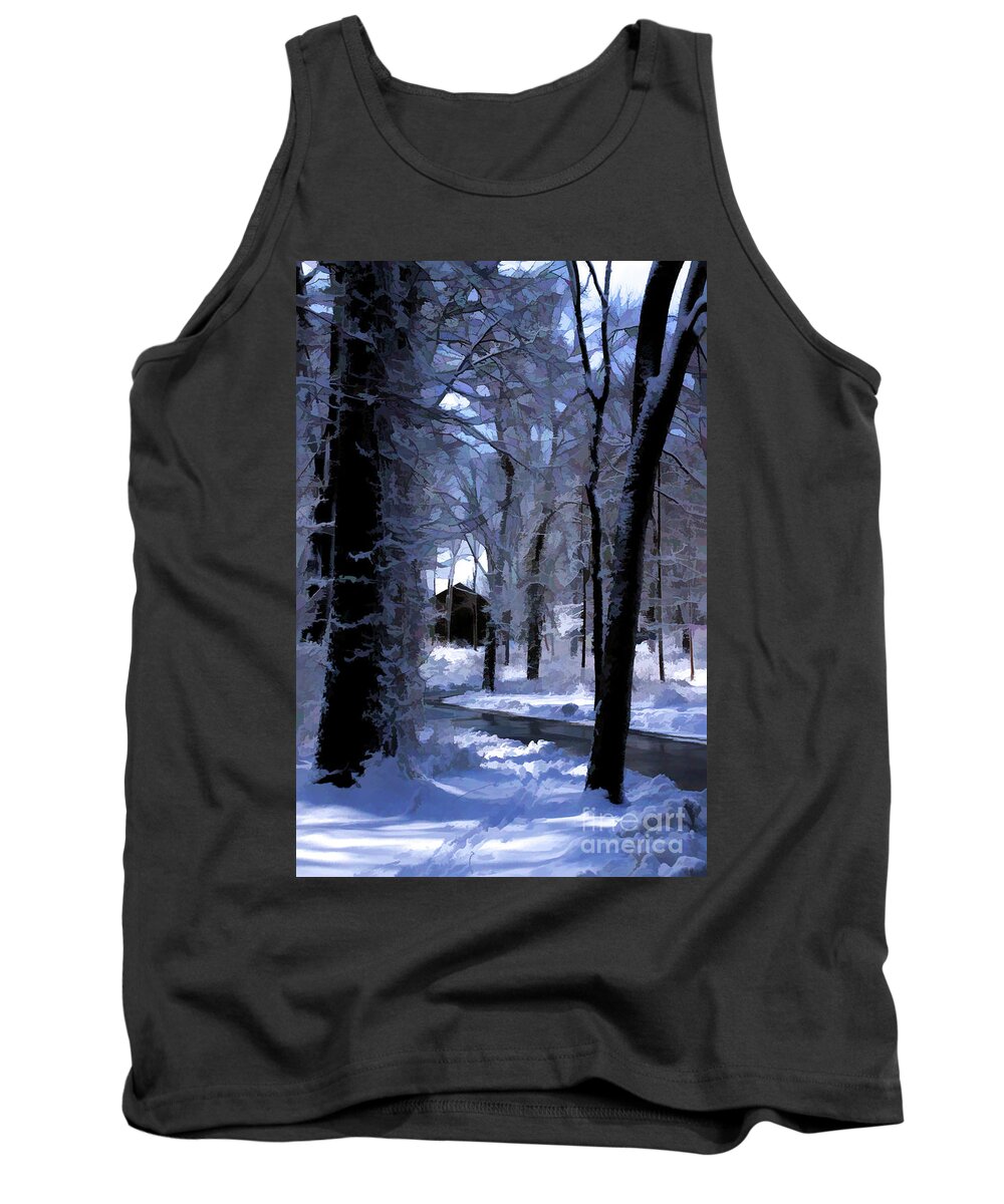 Winter Tank Top featuring the digital art Around the Corner by Xine Segalas
