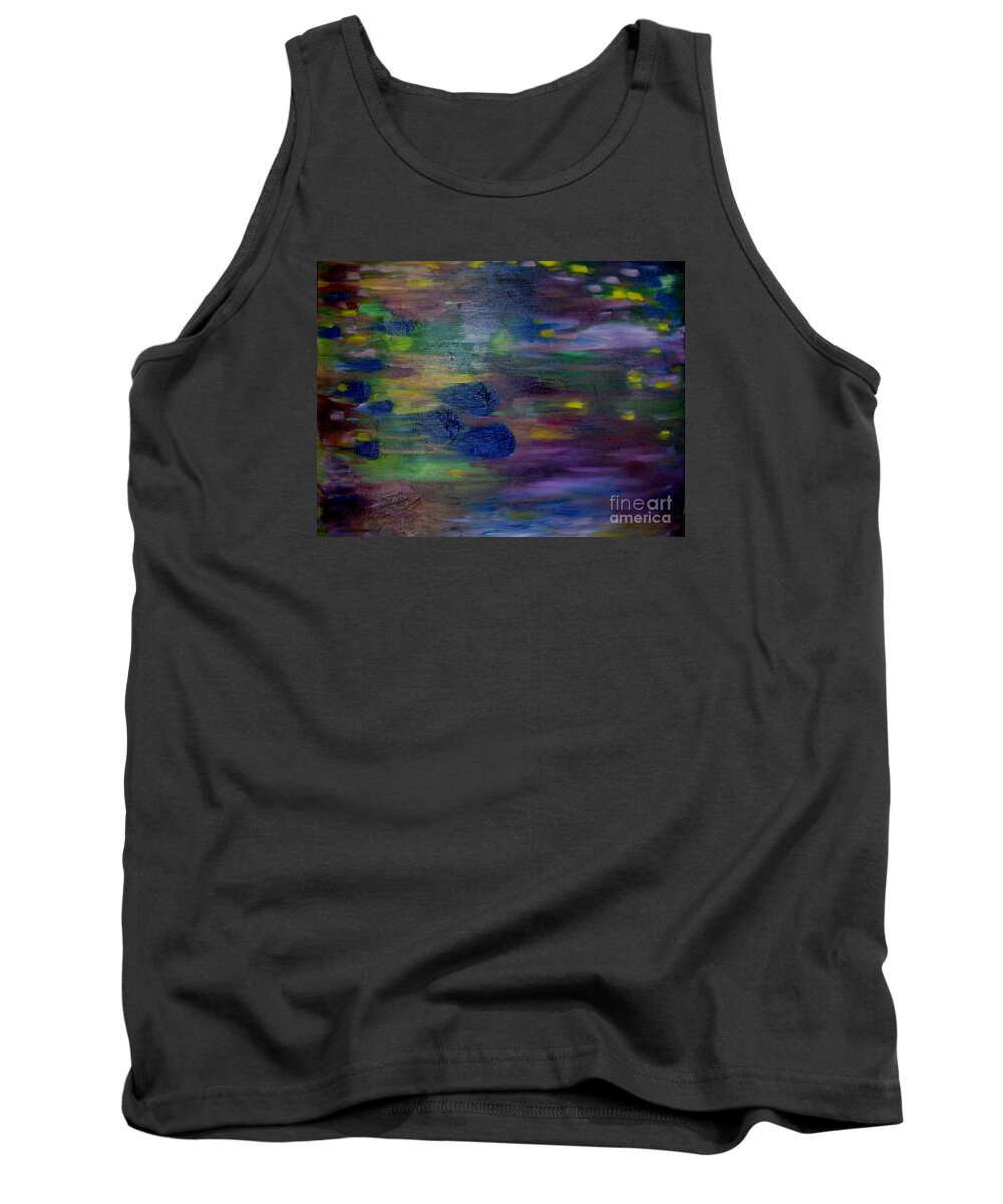Abstract Tank Top featuring the painting Around the Worlds by Laurie Morgan