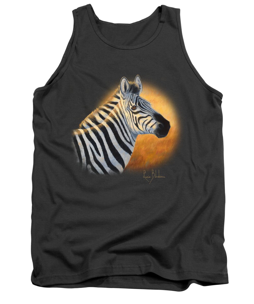 Zebra Tank Top featuring the painting Looking Up by Lucie Bilodeau