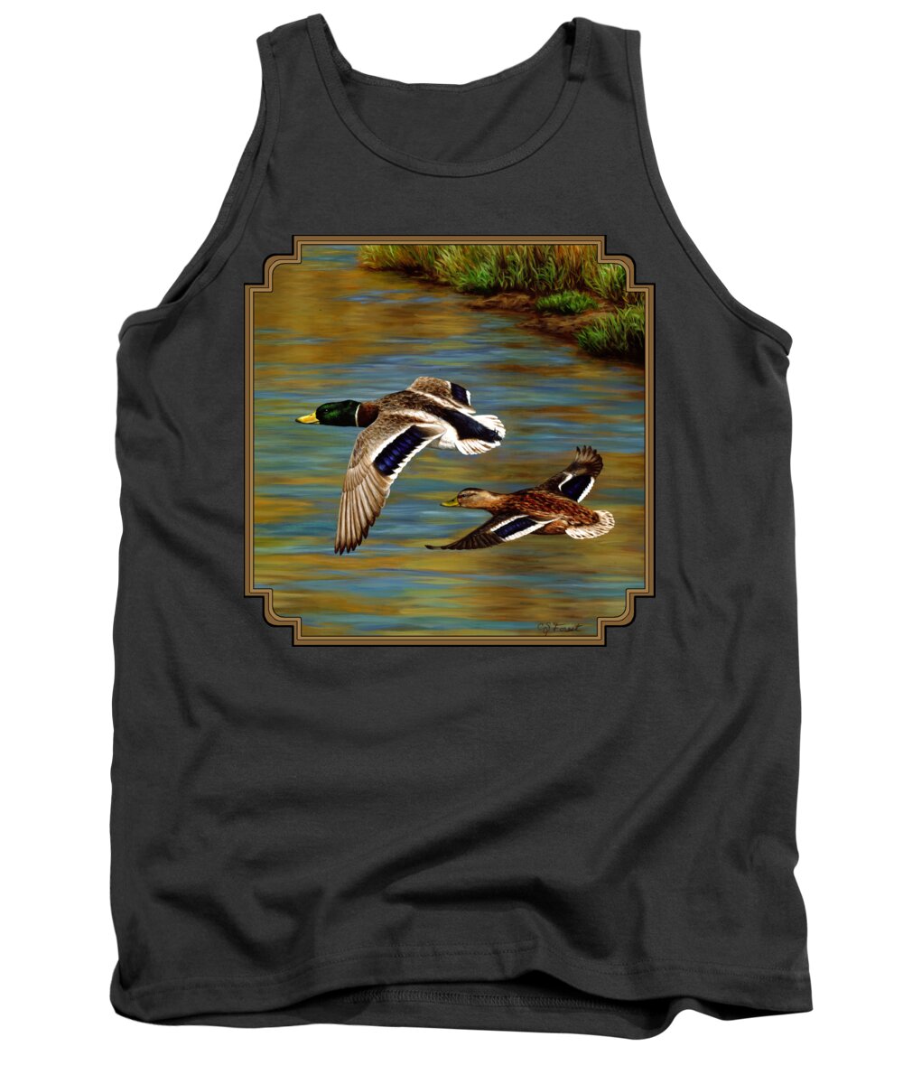 Duck Tank Top featuring the painting Golden Pond by Crista Forest