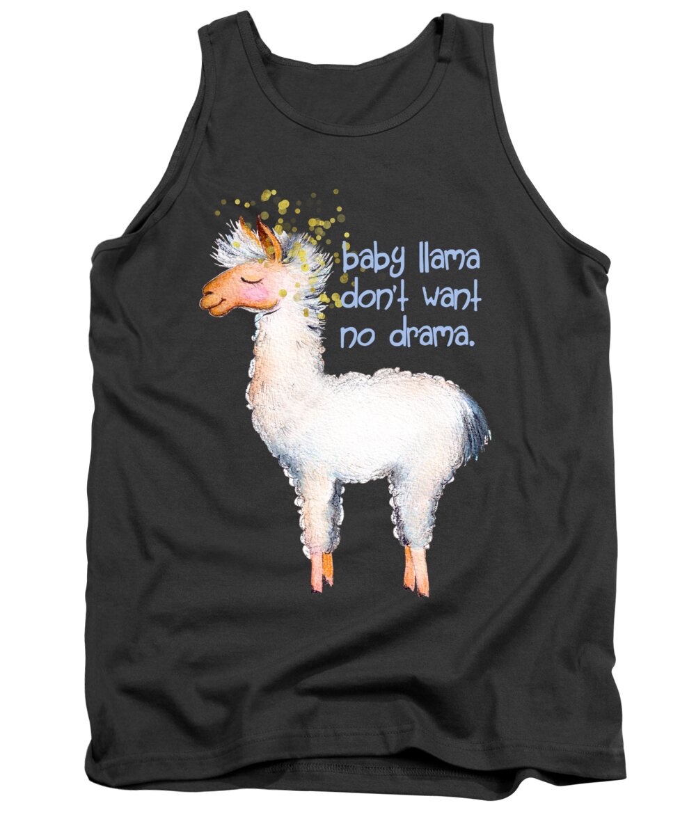 Baby Llama Tank Top featuring the painting Baby llama don't want no drama by Tina Lavoie