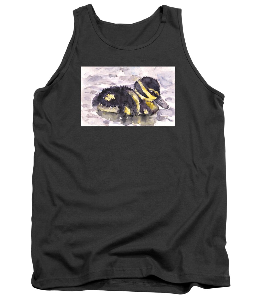 Black Bellied Whistling Duck Tank Top featuring the painting Baby Duck by Claudia Hafner