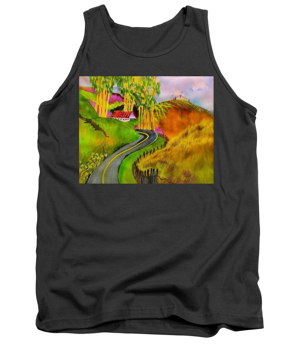 County Road Tank Top featuring the painting Backroads Sonoma County by Esther Woods