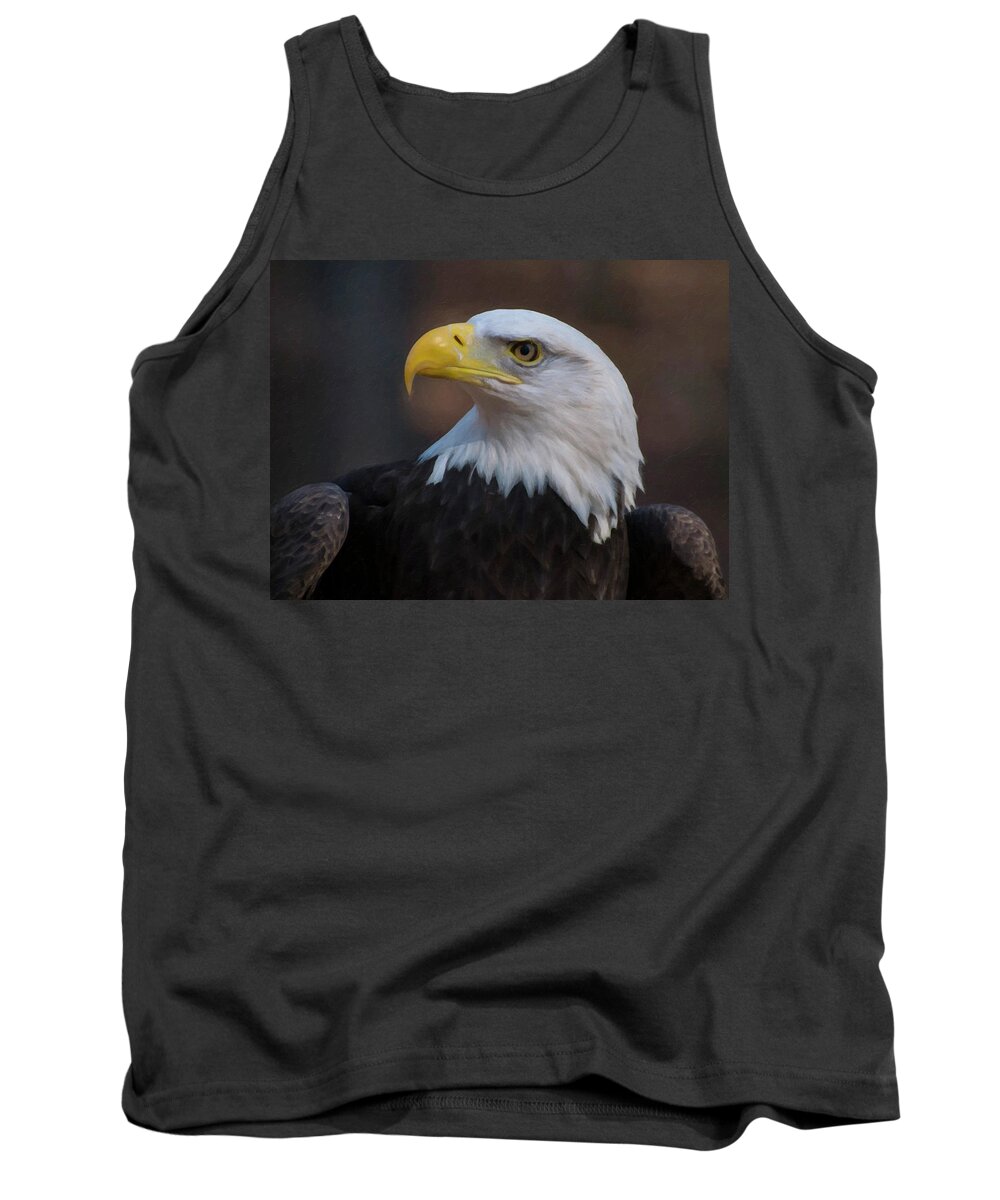 Digital Oil Painting Tank Top featuring the digital art Bald Eagle Painting by Flees Photos