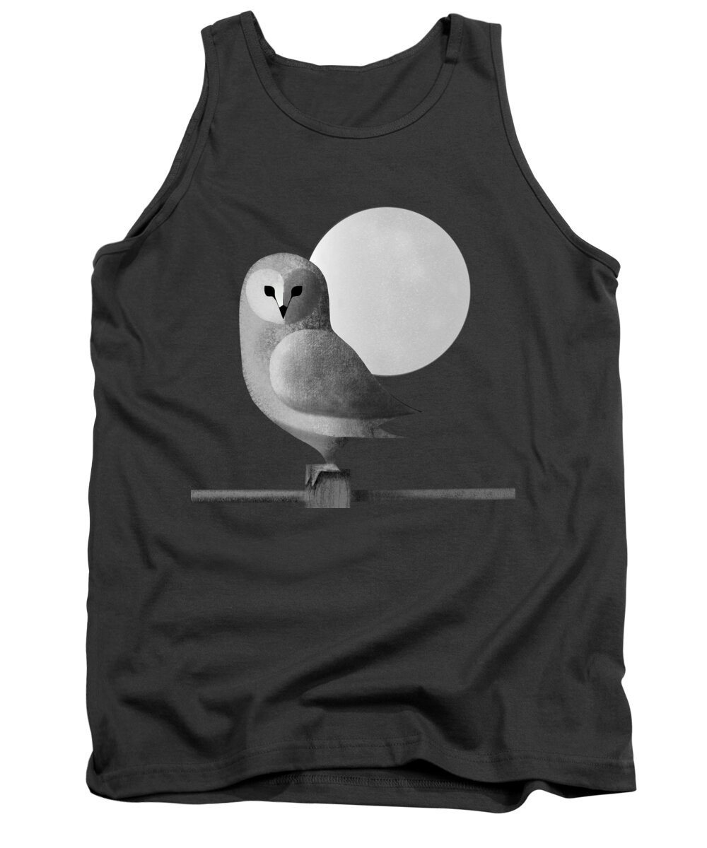 Drawing Tank Top featuring the painting Barn Owl Full Moon by Little Bunny Sunshine