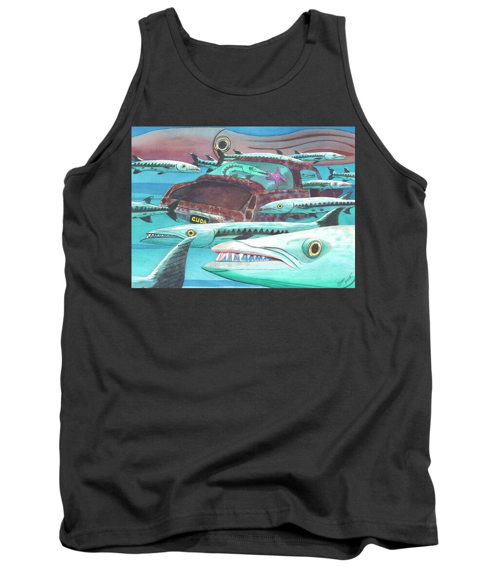 Fish Tank Top featuring the painting Barracuda by Catherine G McElroy