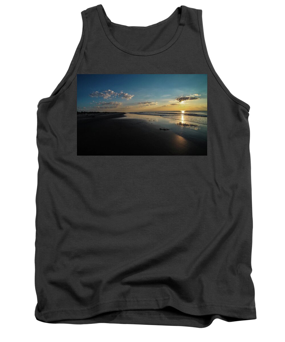 Georgia Tank Top featuring the photograph Beach Sunrise at Jekyll Island by Louis Dallara