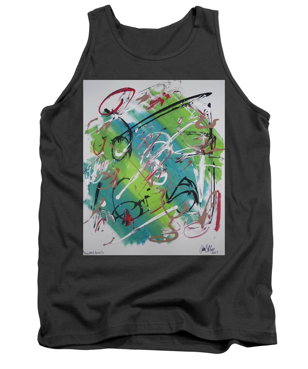 Abstract Tank Top featuring the painting Beautiful Noise by Antonio Moore