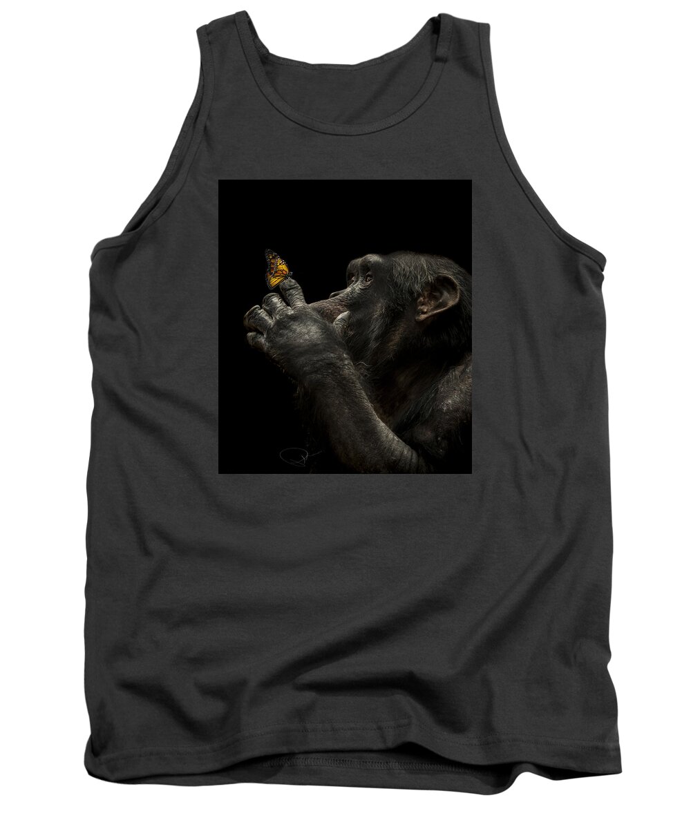 Chimpanzee Tank Top featuring the photograph Beauty and the beast by Paul Neville