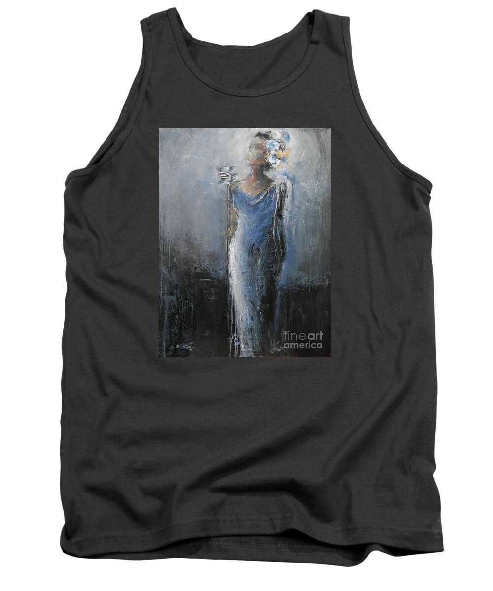 Billie Tank Top featuring the painting Billie Sings The Blues by Dan Campbell