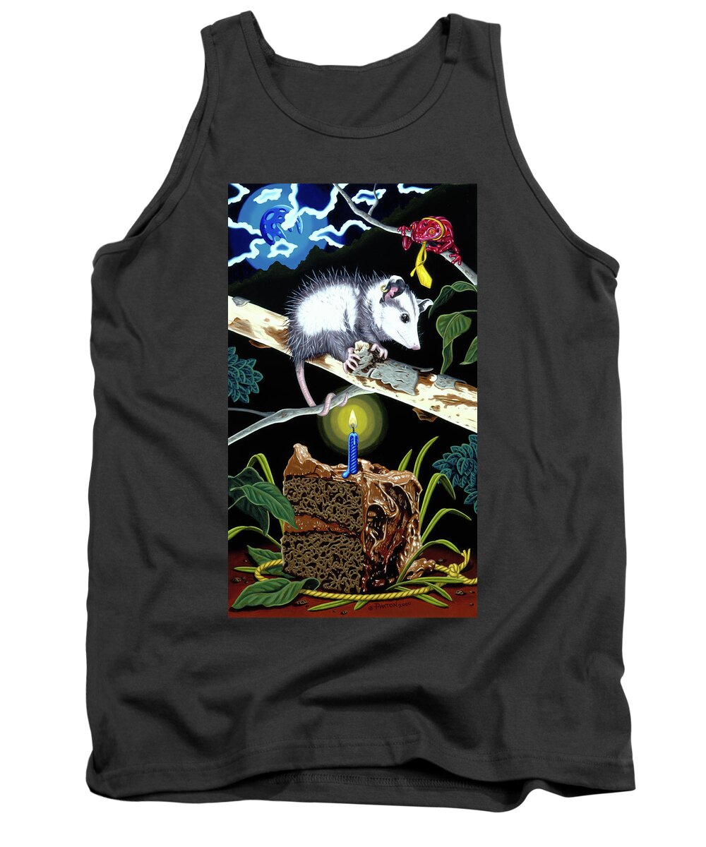 Opossum Tank Top featuring the painting Birthday Surprise by Paxton Mobley