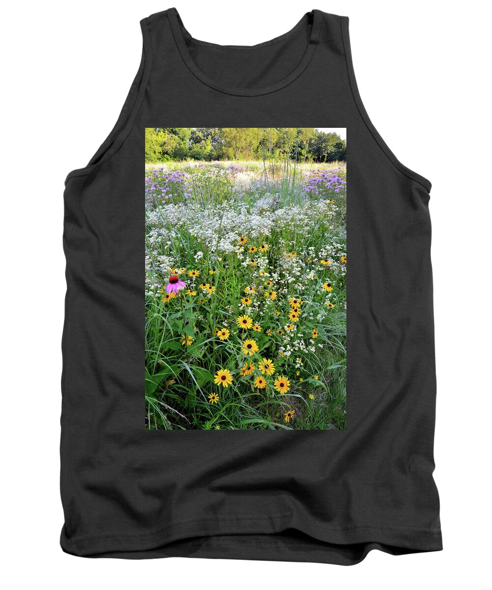 Mchenry County Conservation District Tank Top featuring the photograph Black Eyed Susans and Company by Ray Mathis
