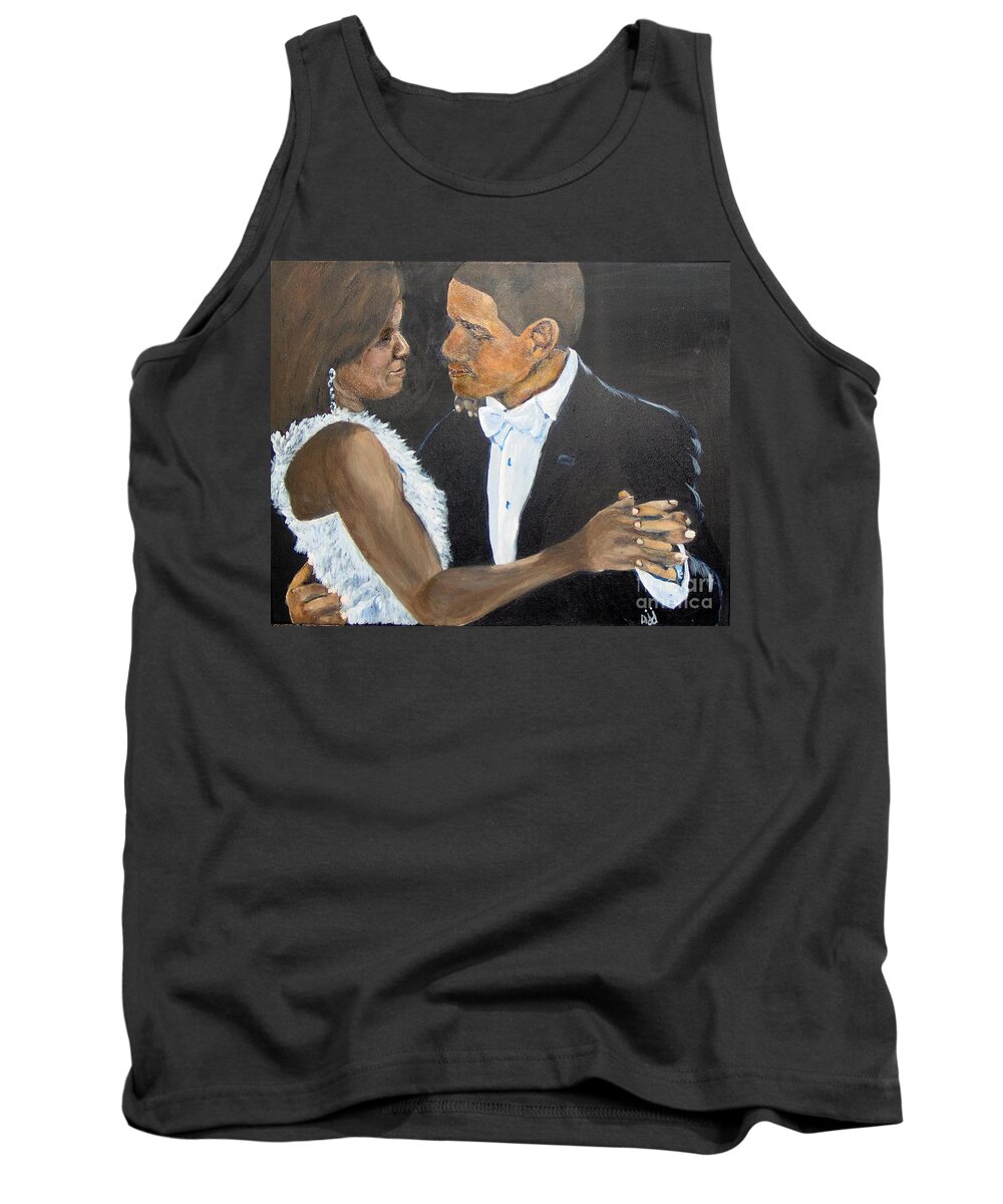 Barack Obama Tank Top featuring the painting Black Love is Black Power by Saundra Johnson
