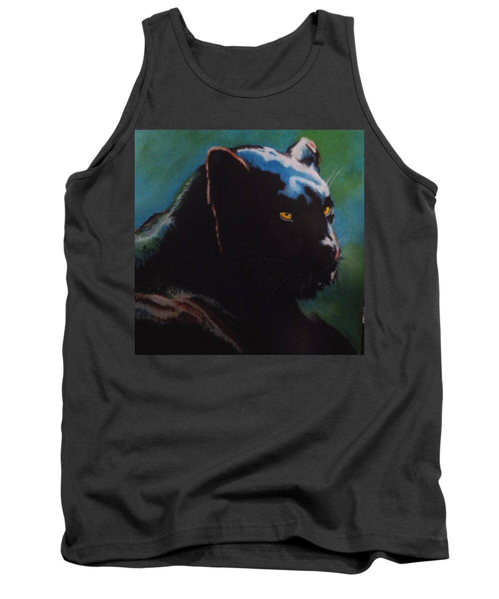 Panther Tank Top featuring the painting Black Panther by Maris Sherwood