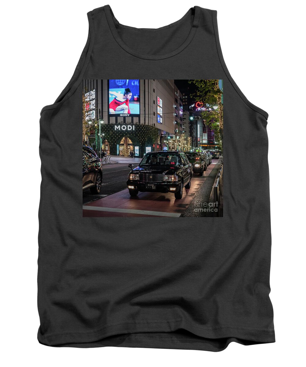 People Tank Top featuring the photograph Black Taxi in Tokyo, Japan by Perry Rodriguez