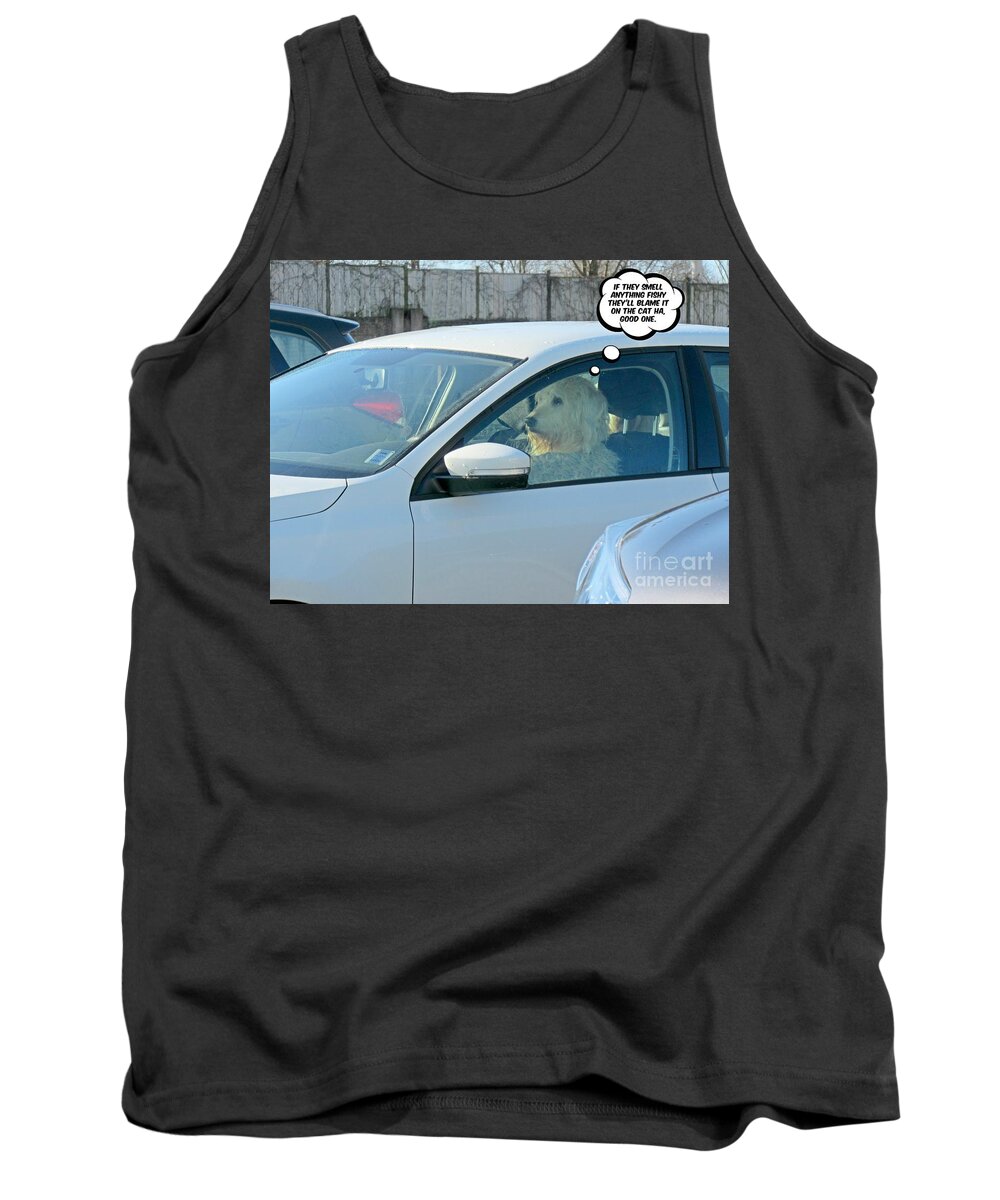 Blame The Cat Tank Top featuring the digital art Blame the Cat by John Malone