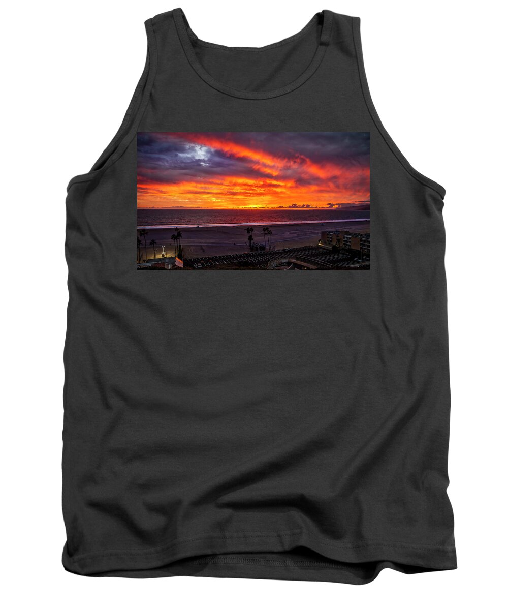 Sunset Tank Top featuring the photograph Blazing Sunset Over Malibu by Gene Parks