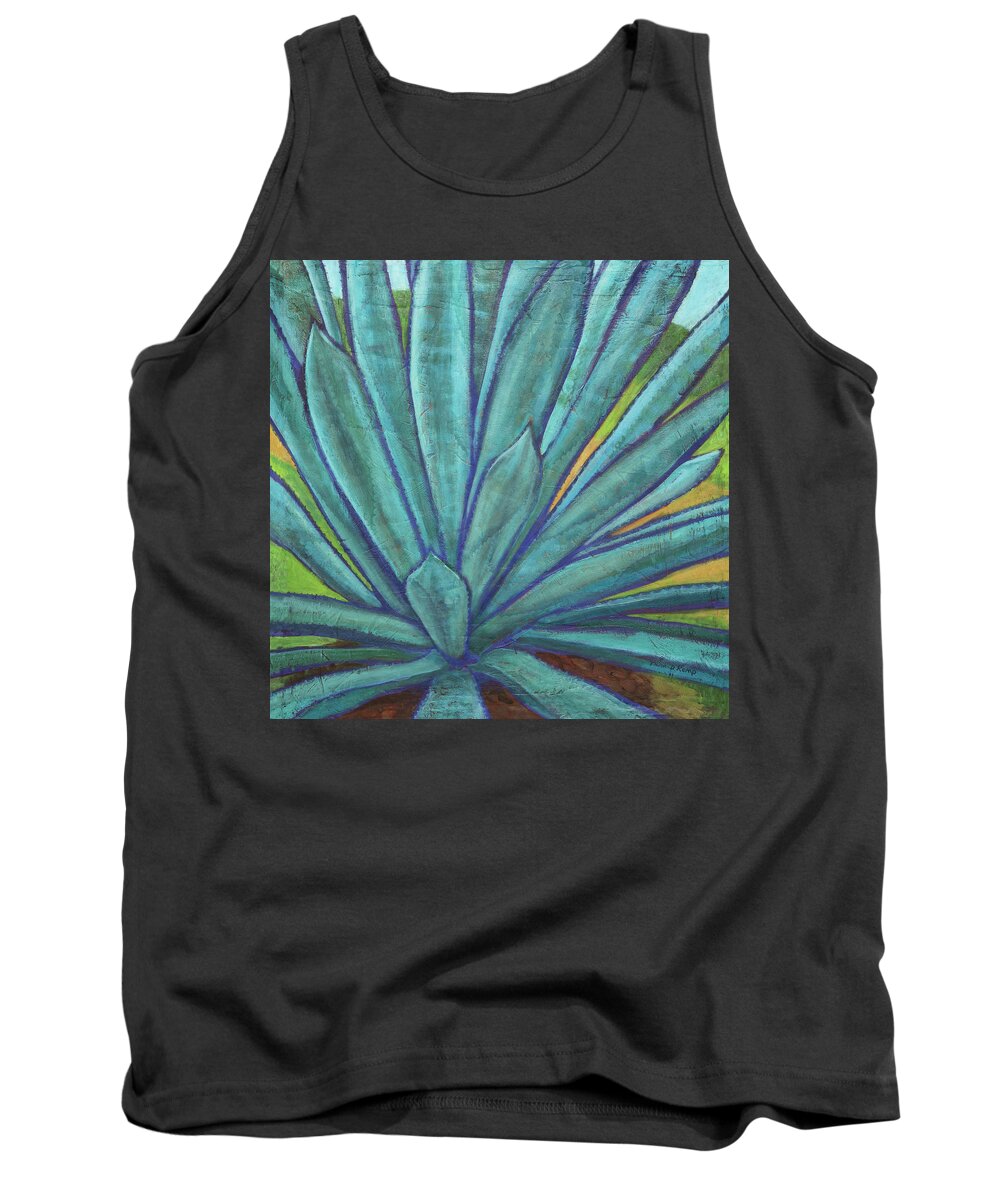 Coconut Bliss Tank Top featuring the painting Blissful Agave by Tara D Kemp