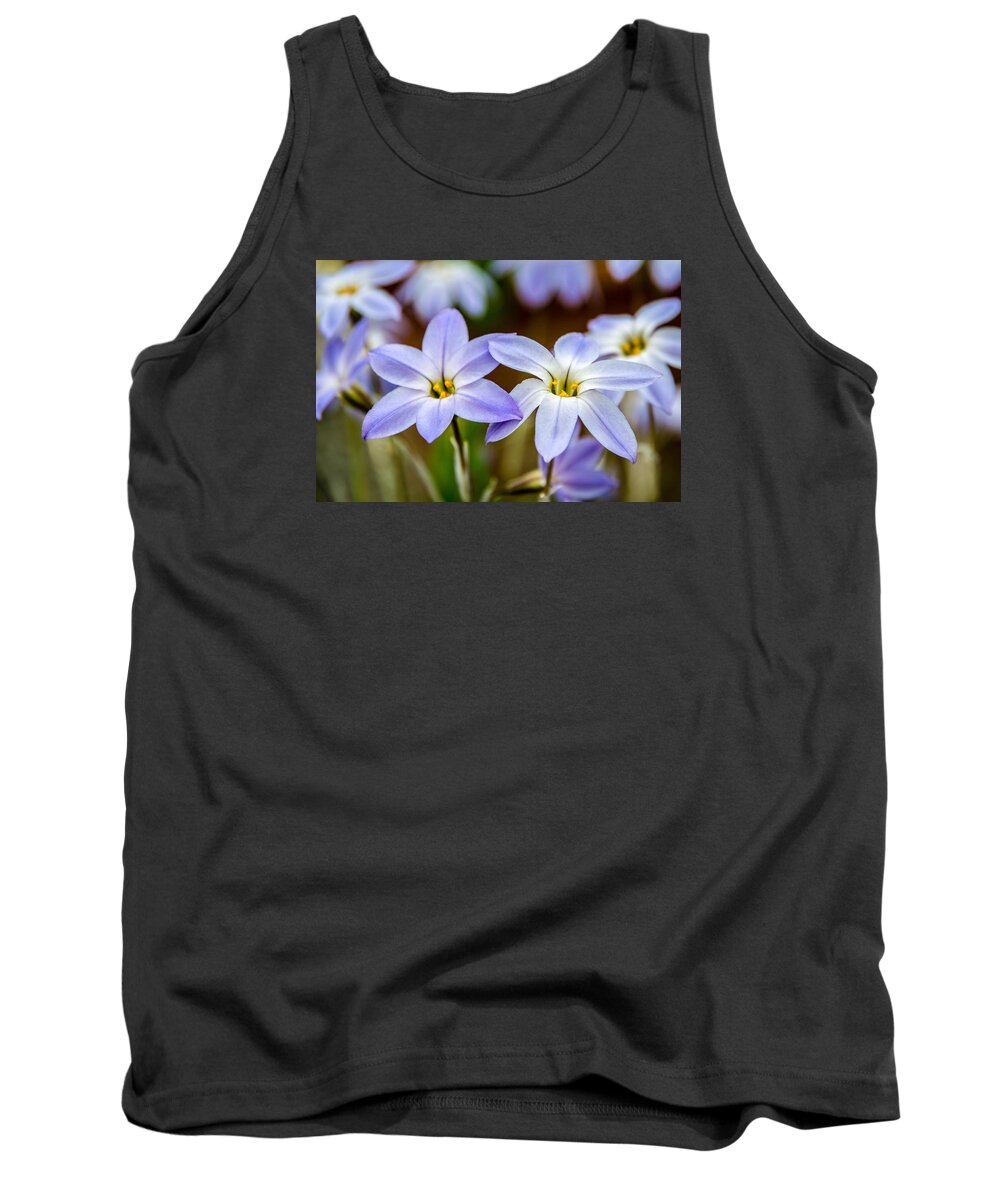  Tank Top featuring the photograph Blue and White Flowers by Martina Fagan