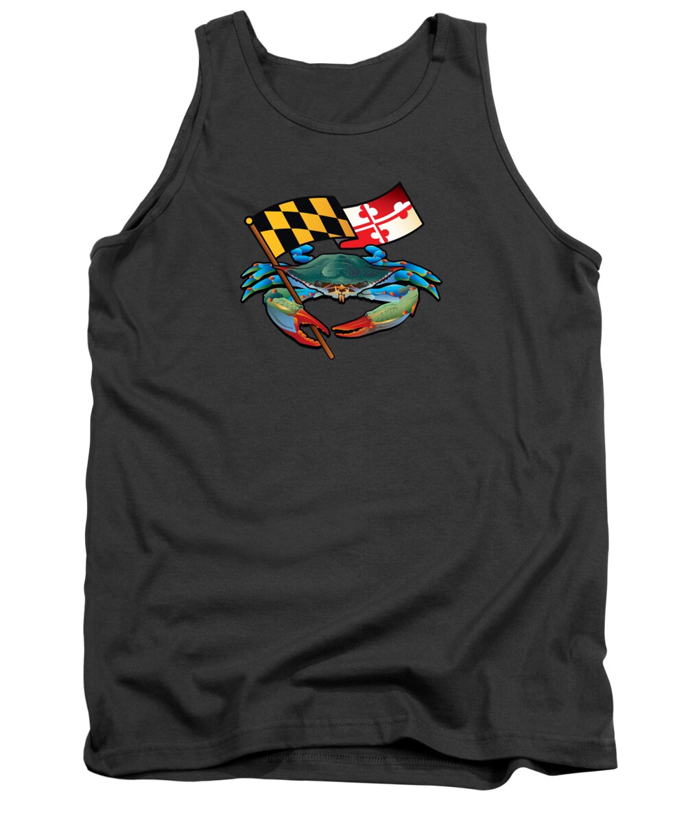 Maryland Flag Tank Top featuring the digital art Blue Crab Maryland Flag by Joe Barsin