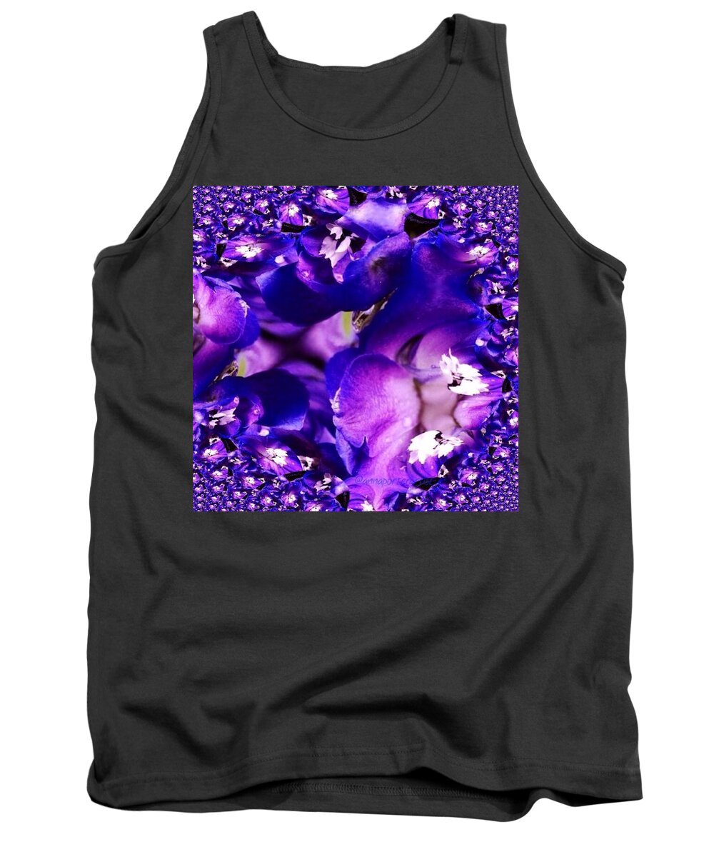 Blue Delphinium Abstracted Tank Top featuring the photograph Blue Delphinium Abstracted by Anna Porter