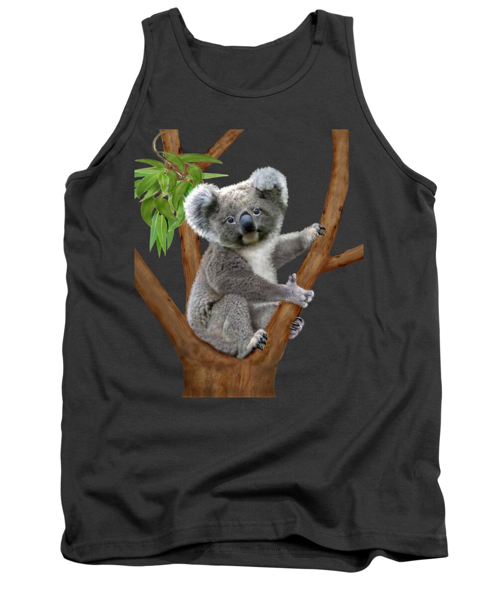 Cute Koala Bears Tank Top featuring the digital art Blue-Eyed Baby Koala by Glenn Holbrook
