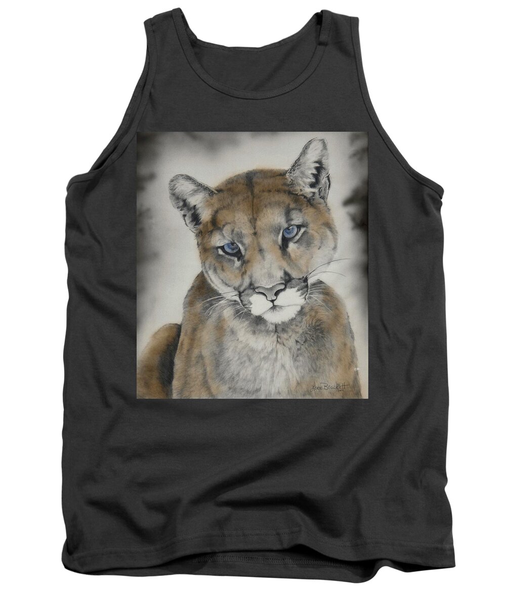 Cougar Tank Top featuring the painting Blue Eyes by Lori Brackett